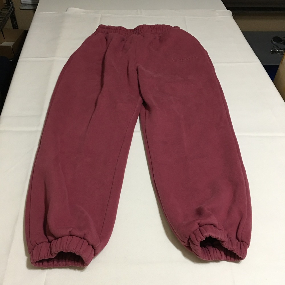 Comfrt Sweatpants XL Burgundy Elastic Waist Oversized Fleece Joggers